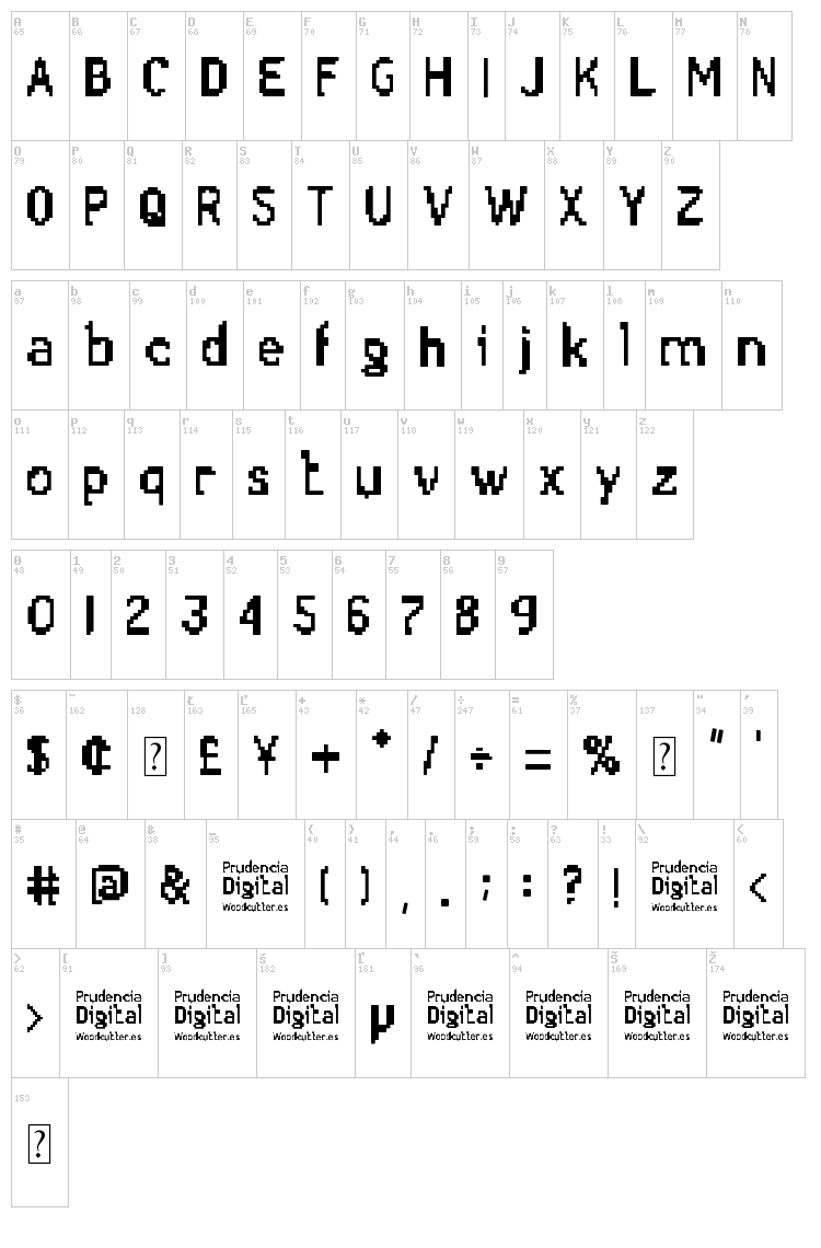Prudencia Digital font map